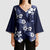 Hawaiian Hibiscus Tribal Floral Blue Kimono Sleeve Blouse Polynesian Tapa Pattern - Polynesian Pride