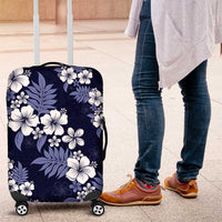 Hawaiian Hibiscus Tribal Floral Blue Luggage Cover Polynesian Tapa Pattern - Polynesian Pride