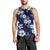 Hawaiian Hibiscus Tribal Floral Blue Men Tank Top Polynesian Tapa Pattern - Polynesian Pride