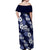 Hawaiian Hibiscus Tribal Floral Blue Off Shoulder Maxi Dress Polynesian Tapa Pattern - Polynesian Pride