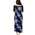 Hawaiian Hibiscus Tribal Floral Blue Puletasi Polynesian Tapa Pattern - Polynesian Pride