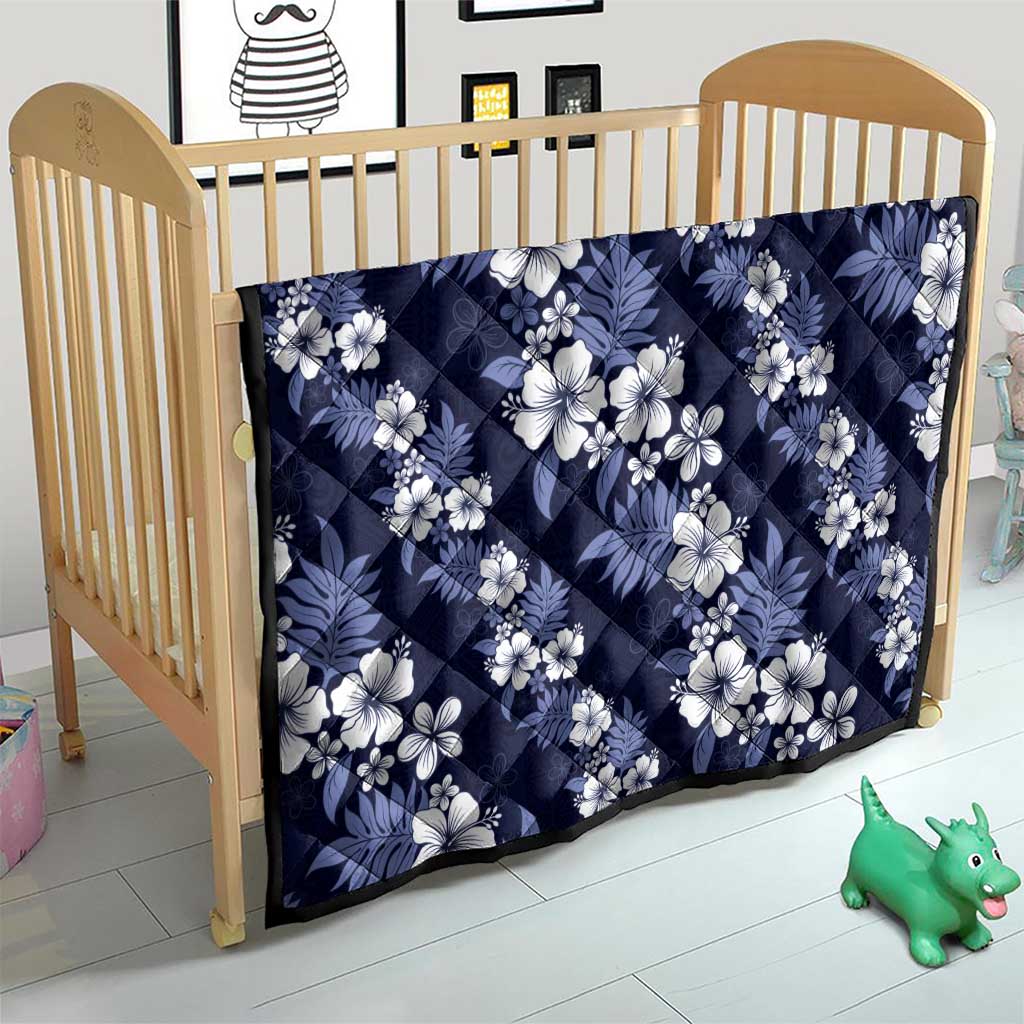 Hawaiian Hibiscus Tribal Floral Blue Quilt Polynesian Tapa Pattern - Polynesian Pride