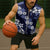 Hawaiian Hibiscus Tribal Floral Blue Sleeveless Zip Hoodie Polynesian Tapa Pattern - Polynesian Pride