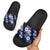 Hawaiian Hibiscus Tribal Floral Blue Slide Sandals Polynesian Tapa Pattern - Polynesian Pride