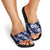 Hawaiian Hibiscus Tribal Floral Blue Slide Sandals Polynesian Tapa Pattern - Polynesian Pride