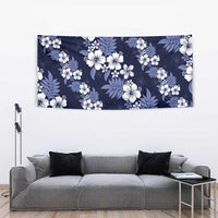 Hawaiian Hibiscus Tribal Floral Blue Tapestry Polynesian Tapa Pattern - Polynesian Pride