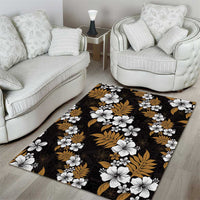 Hawaiian Hibiscus Tribal Floral Brown Area Rug Polynesian Tapa Pattern - Polynesian Pride