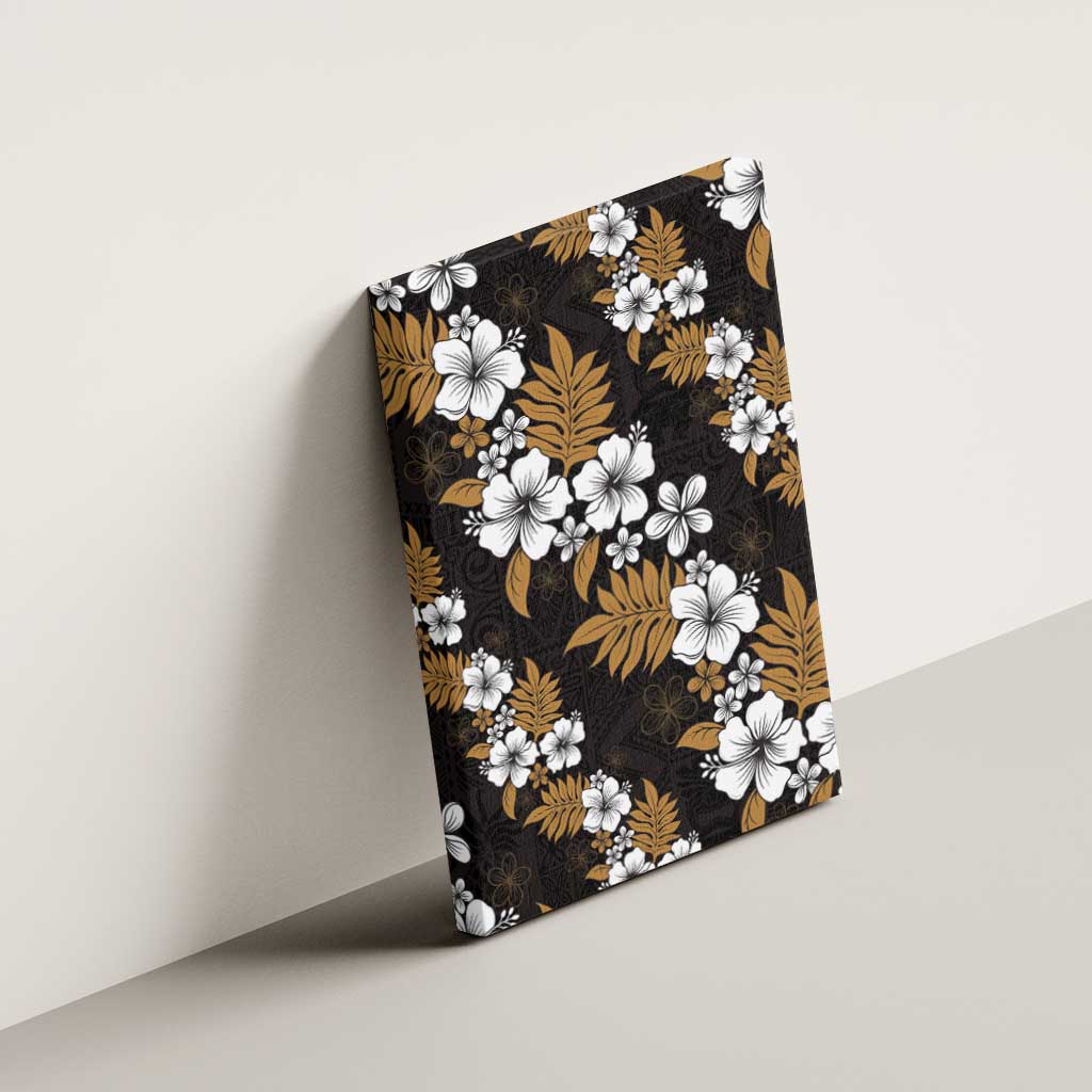 Hawaiian Hibiscus Tribal Floral Brown Canvas Wall Art Polynesian Tapa Pattern - Polynesian Pride