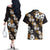 Hawaiian Hibiscus Tribal Floral Brown Couples Matching Off The Shoulder Long Sleeve Dress and Hawaiian Shirt Polynesian Tapa Pattern - Polynesian Pride