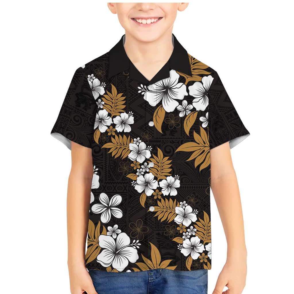 Hawaiian Hibiscus Tribal Floral Brown Family Matching Mermaid Dress and Hawaiian Shirt Polynesian Tapa Pattern - Polynesian Pride