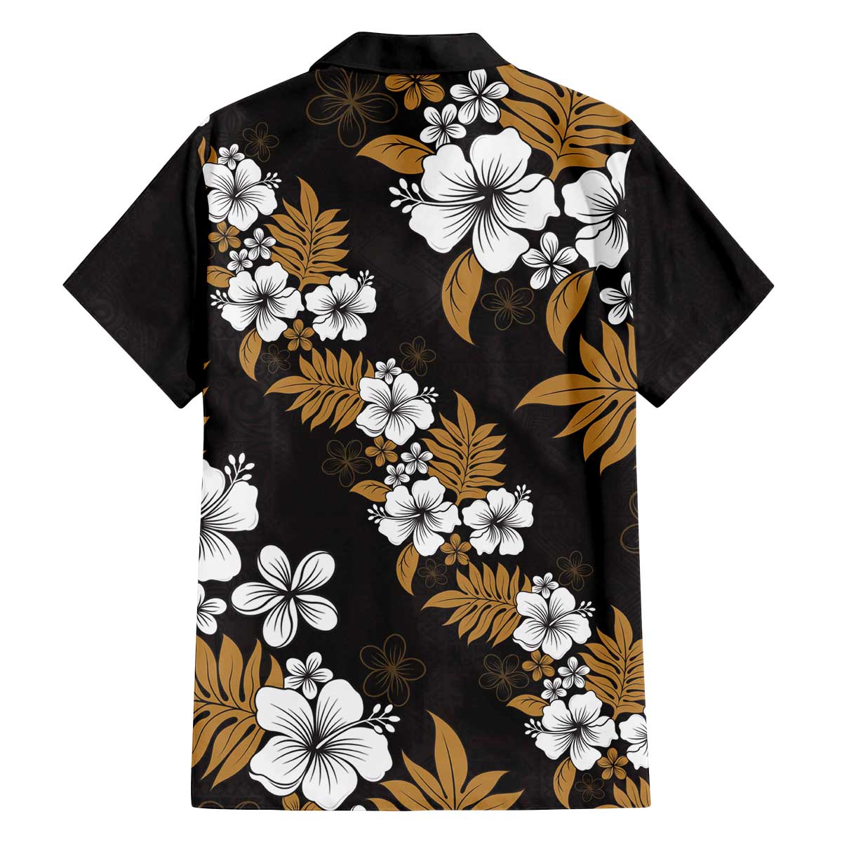 Hawaiian Hibiscus Tribal Floral Brown Family Matching Off The Shoulder Long Sleeve Dress and Hawaiian Shirt Polynesian Tapa Pattern LT01 - Polynesian Pride