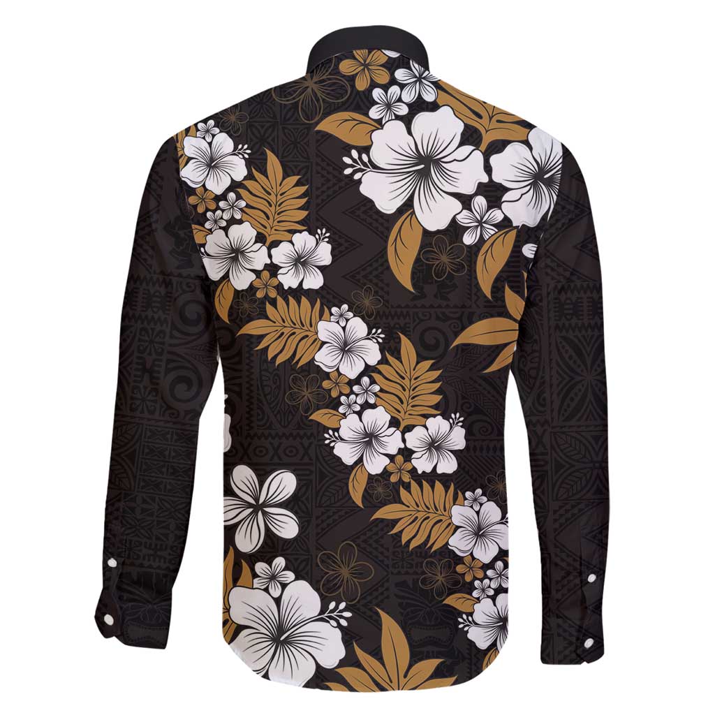 Hawaiian Hibiscus Tribal Floral Brown Family Matching Off Shoulder Maxi Dress and Hawaiian Shirt Polynesian Tapa Pattern LT01 - Polynesian Pride