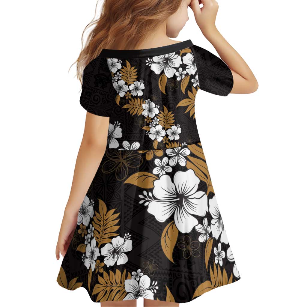 Hawaiian Hibiscus Tribal Floral Brown Family Matching Off Shoulder Short Dress and Hawaiian Shirt Polynesian Tapa Pattern LT01 - Polynesian Pride