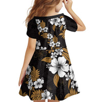 Hawaiian Hibiscus Tribal Floral Brown Family Matching Off Shoulder Short Dress and Hawaiian Shirt Polynesian Tapa Pattern LT01 - Polynesian Pride