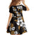 Hawaiian Hibiscus Tribal Floral Brown Family Matching Off Shoulder Short Dress and Hawaiian Shirt Polynesian Tapa Pattern - Polynesian Pride