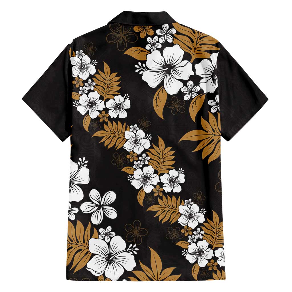 Hawaiian Hibiscus Tribal Floral Brown Family Matching Off Shoulder Short Dress and Hawaiian Shirt Polynesian Tapa Pattern LT01 - Polynesian Pride