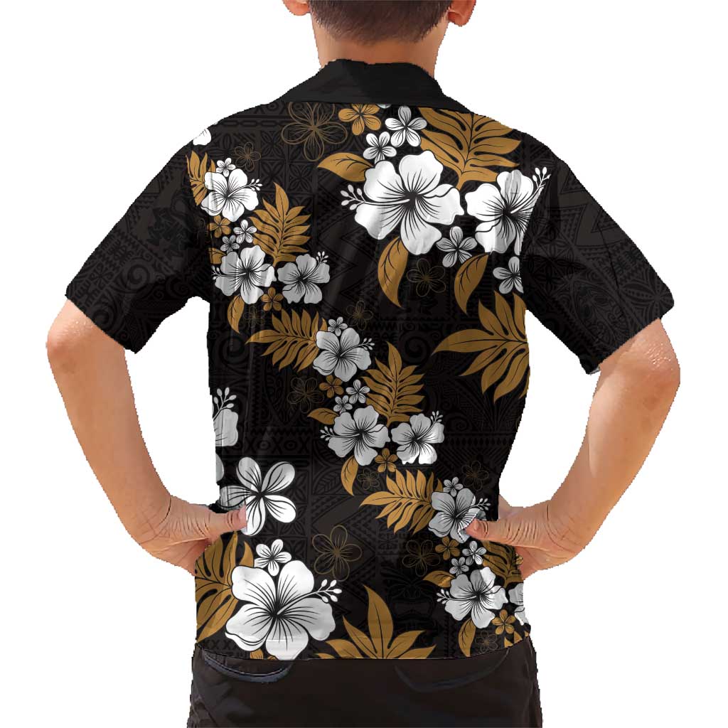 Hawaiian Hibiscus Tribal Floral Brown Family Matching Short Sleeve Bodycon Dress and Hawaiian Shirt Polynesian Tapa Pattern - Polynesian Pride