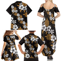 Hawaiian Hibiscus Tribal Floral Brown Family Matching Summer Maxi Dress and Hawaiian Shirt Polynesian Tapa Pattern LT01 - Polynesian Pride