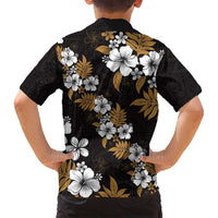Hawaiian Hibiscus Tribal Floral Brown Family Matching Tank Maxi Dress and Hawaiian Shirt Polynesian Tapa Pattern - Polynesian Pride