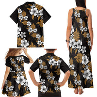 Hawaiian Hibiscus Tribal Floral Brown Family Matching Tank Maxi Dress and Hawaiian Shirt Polynesian Tapa Pattern - Polynesian Pride