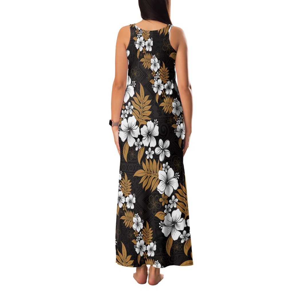 Hawaiian Hibiscus Tribal Floral Brown Family Matching Tank Maxi Dress and Hawaiian Shirt Polynesian Tapa Pattern - Polynesian Pride