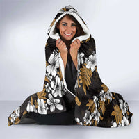 Hawaiian Hibiscus Tribal Floral Brown Hooded Blanket Polynesian Tapa Pattern - Polynesian Pride