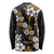 Hawaiian Hibiscus Tribal Floral Brown Long Sleeve Shirt Polynesian Tapa Pattern - Polynesian Pride