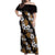 Hawaiian Hibiscus Tribal Floral Brown Off Shoulder Maxi Dress Polynesian Tapa Pattern - Polynesian Pride