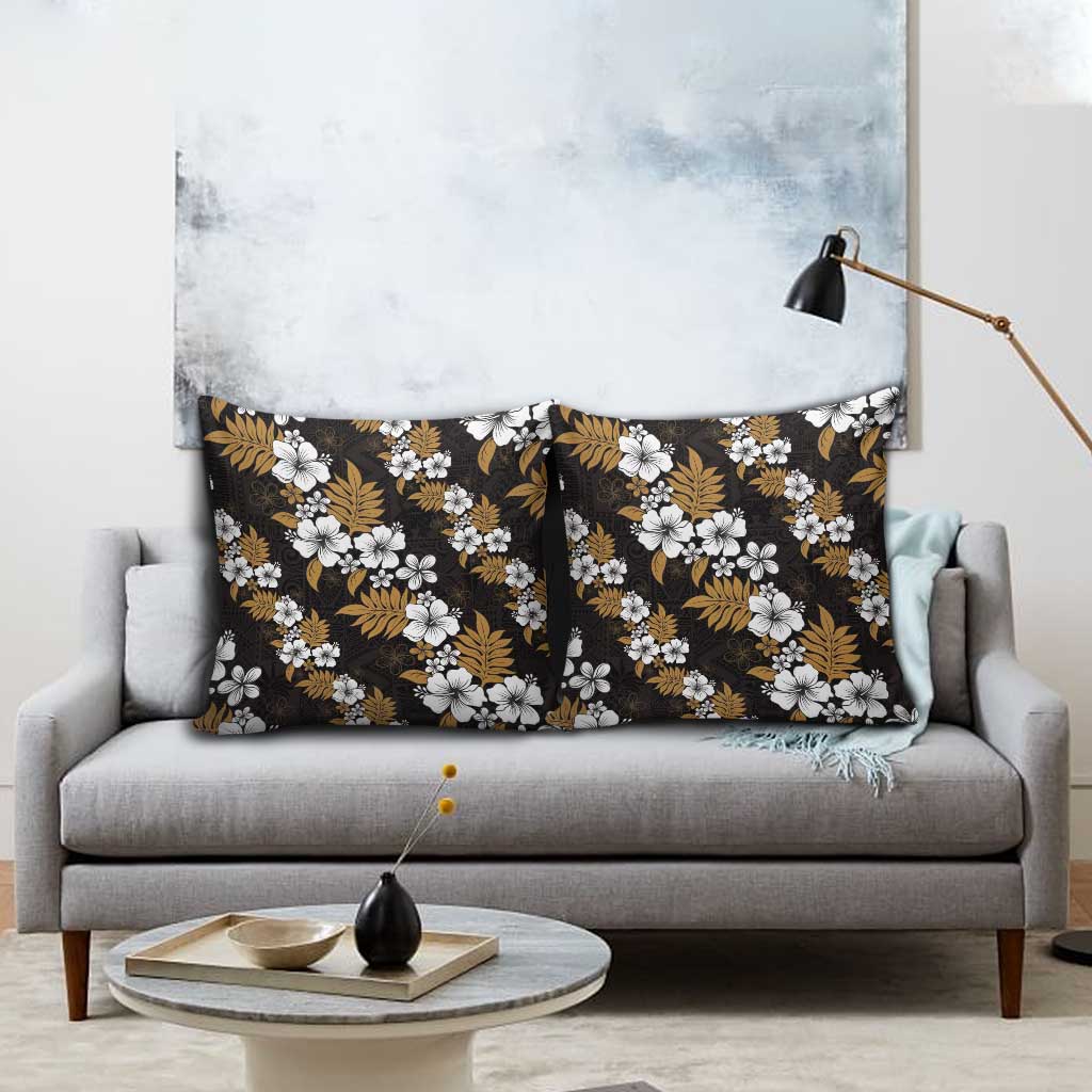 Hawaiian Hibiscus Tribal Floral Brown Pillow Cover Polynesian Tapa Pattern - Polynesian Pride