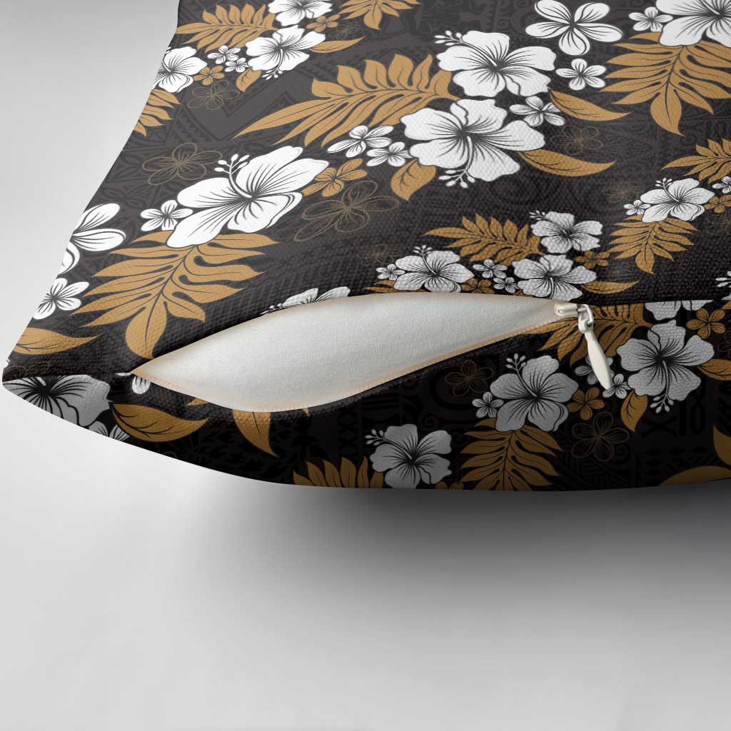 Hawaiian Hibiscus Tribal Floral Brown Pillow Cover Polynesian Tapa Pattern - Polynesian Pride