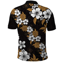 Hawaiian Hibiscus Tribal Floral Brown Polo Shirt Polynesian Tapa Pattern - Polynesian Pride