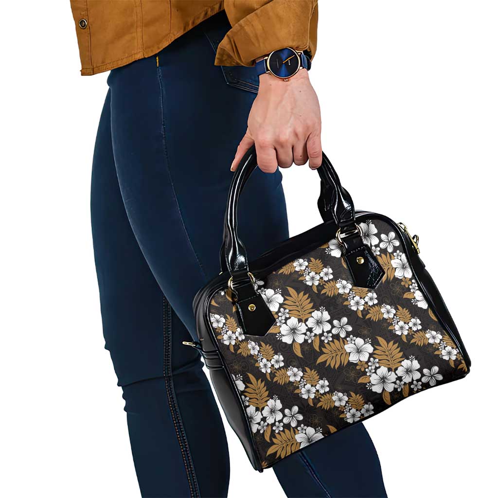 Hawaiian Hibiscus Tribal Floral Brown Shoulder Handbag Polynesian Tapa Pattern - Polynesian Pride