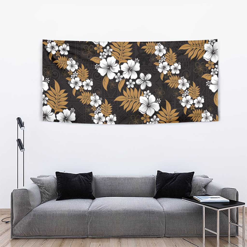 Hawaiian Hibiscus Tribal Floral Brown Tapestry Polynesian Tapa Pattern - Polynesian Pride