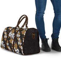 Hawaiian Hibiscus Tribal Floral Brown Travel Bag Polynesian Tapa Pattern - Polynesian Pride