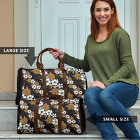 Hawaiian Hibiscus Tribal Floral Brown Travel Bag Polynesian Tapa Pattern - Polynesian Pride
