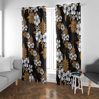 Hawaiian Hibiscus Tribal Floral Brown Window Curtain Polynesian Tapa Pattern - Polynesian Pride