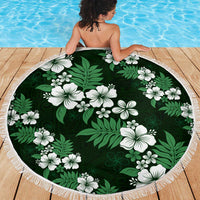 Hawaiian Hibiscus Tribal Floral Green Beach Blanket Polynesian Tapa Pattern - Polynesian Pride