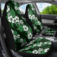 Hawaiian Hibiscus Tribal Floral Green Car Seat Cover Polynesian Tapa Pattern - Polynesian Pride