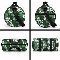 Hawaiian Hibiscus Tribal Floral Green Duffle Bag Polynesian Tapa Pattern