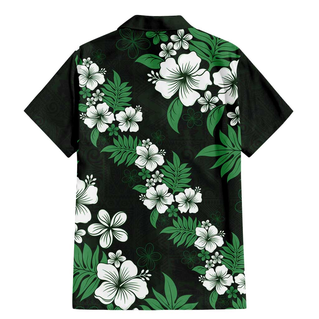 Hawaiian Hibiscus Tribal Floral Green Family Matching Mermaid Dress and Hawaiian Shirt Polynesian Tapa Pattern - Polynesian Pride