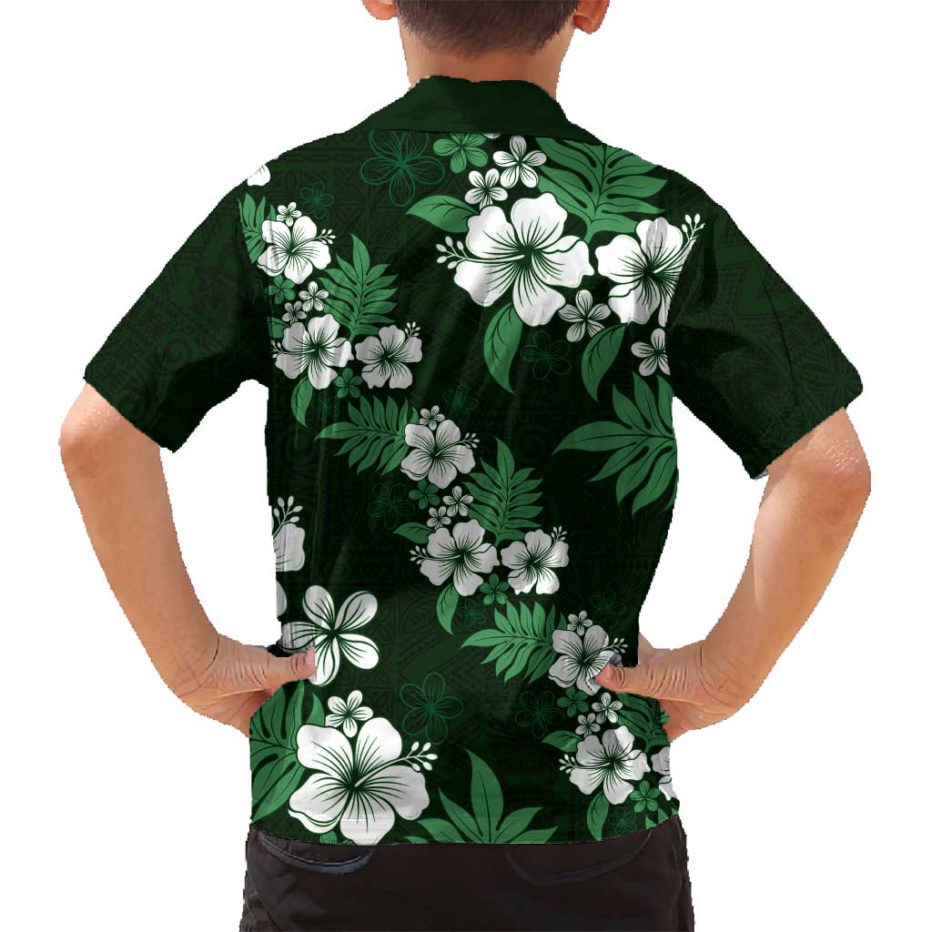 Hawaiian Hibiscus Tribal Floral Green Family Matching Summer Maxi Dress and Hawaiian Shirt Polynesian Tapa Pattern LT01 - Polynesian Pride