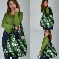 Hawaiian Hibiscus Tribal Floral Green Grocery Bag Polynesian Tapa Pattern - Polynesian Pride