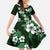 Hawaiian Hibiscus Tribal Floral Green Kid Short Sleeve Dress Polynesian Tapa Pattern - Polynesian Pride