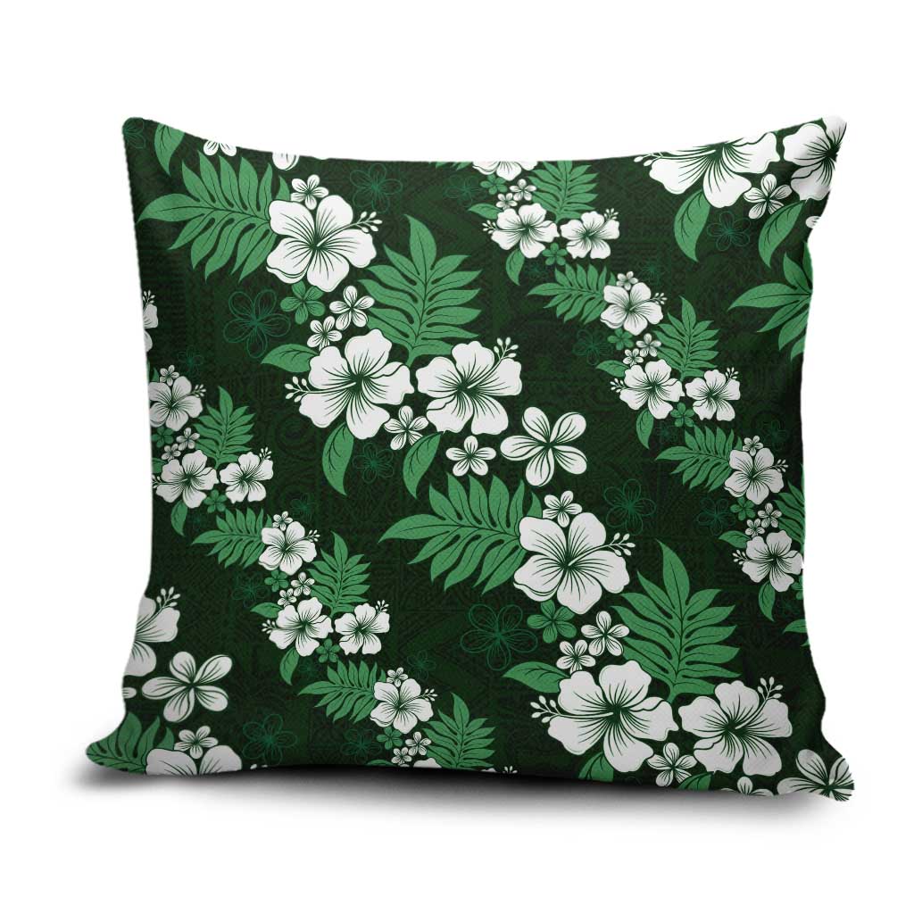 Hawaiian Hibiscus Tribal Floral Green Pillow Cover Polynesian Tapa Pattern - Polynesian Pride