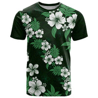 Hawaiian Hibiscus Tribal Floral Green T Shirt Polynesian Tapa Pattern - Polynesian Pride