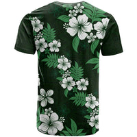 Hawaiian Hibiscus Tribal Floral Green T Shirt Polynesian Tapa Pattern - Polynesian Pride