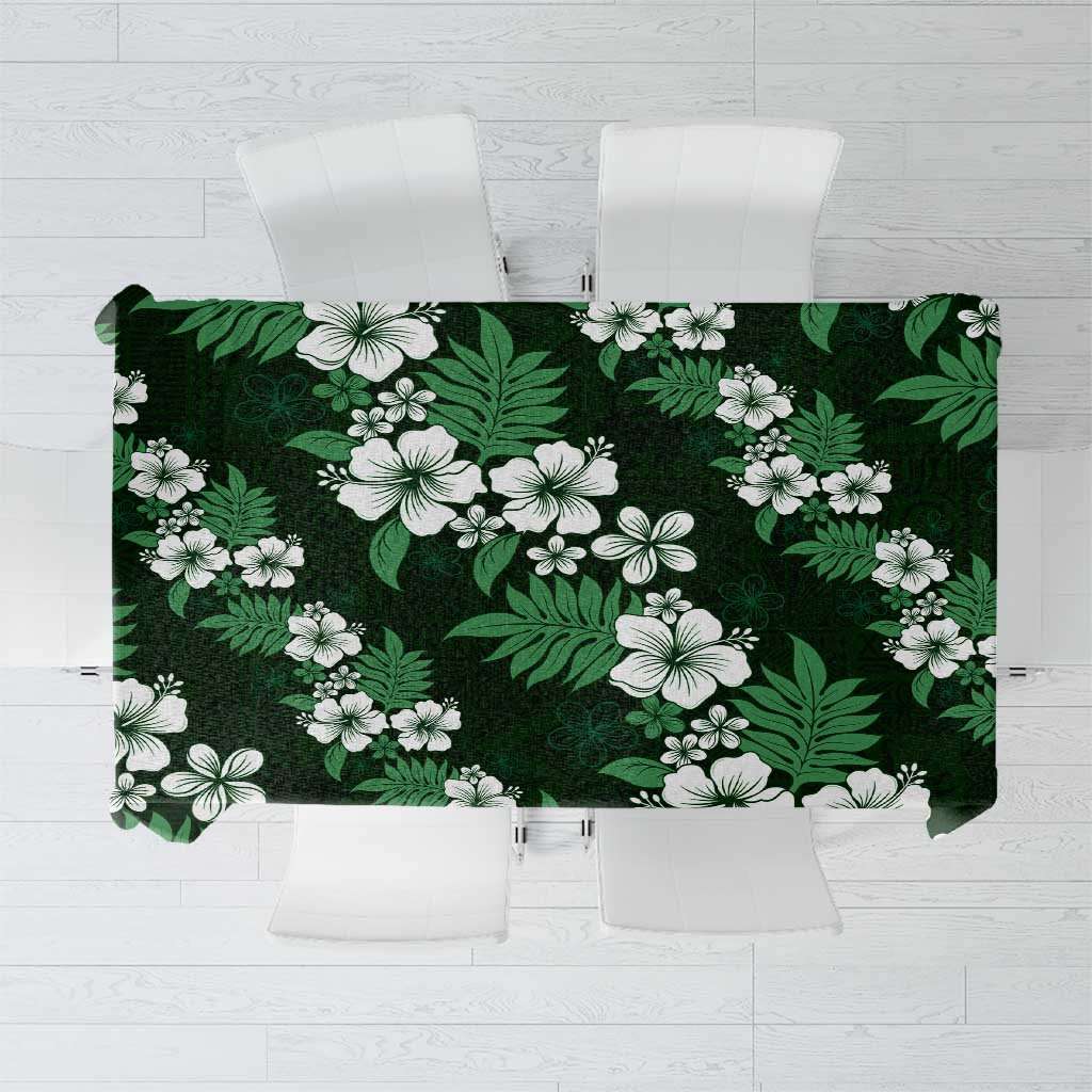 Hawaiian Hibiscus Tribal Floral Green Tablecloth Polynesian Tapa Pattern - Polynesian Pride