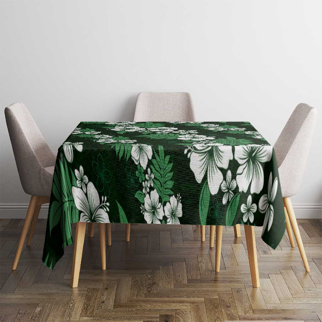 Hawaiian Hibiscus Tribal Floral Green Tablecloth Polynesian Tapa Pattern - Polynesian Pride