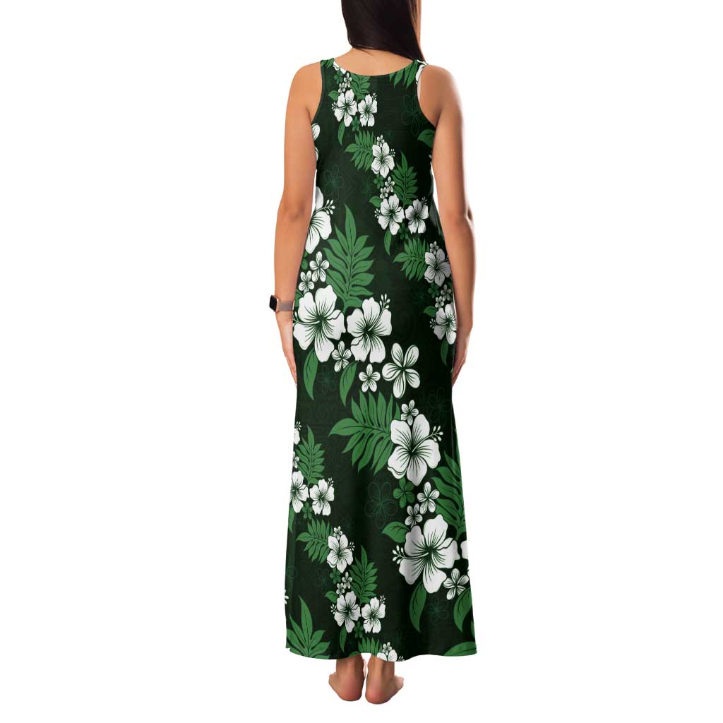 Hawaiian Hibiscus Tribal Floral Green Tank Maxi Dress Polynesian Tapa Pattern - Polynesian Pride