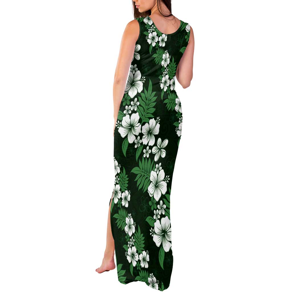 Hawaiian Hibiscus Tribal Floral Green Tank Maxi Dress Polynesian Tapa Pattern - Polynesian Pride